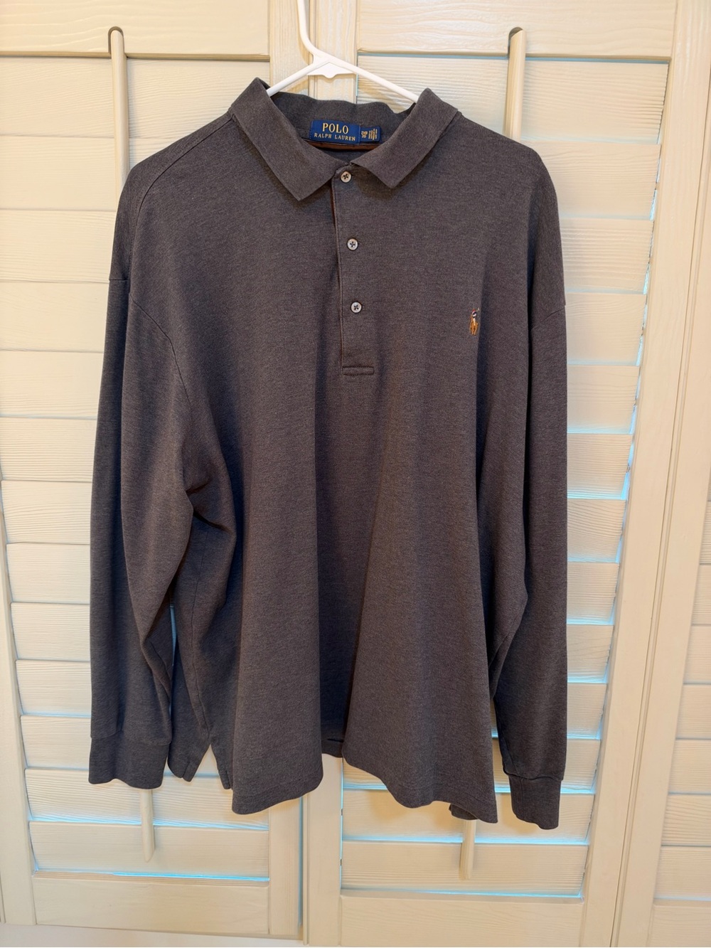 Polo by Ralph Lauren Long-Sleeve Polo Shirt - Charcoal Gray Size 2XB - 2G